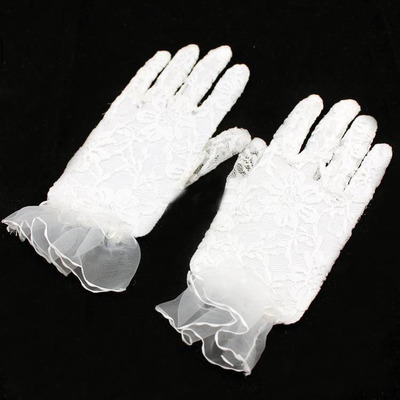 专业订做蕾丝钩花礼仪手套，义乌烨骏日用品厂家直供